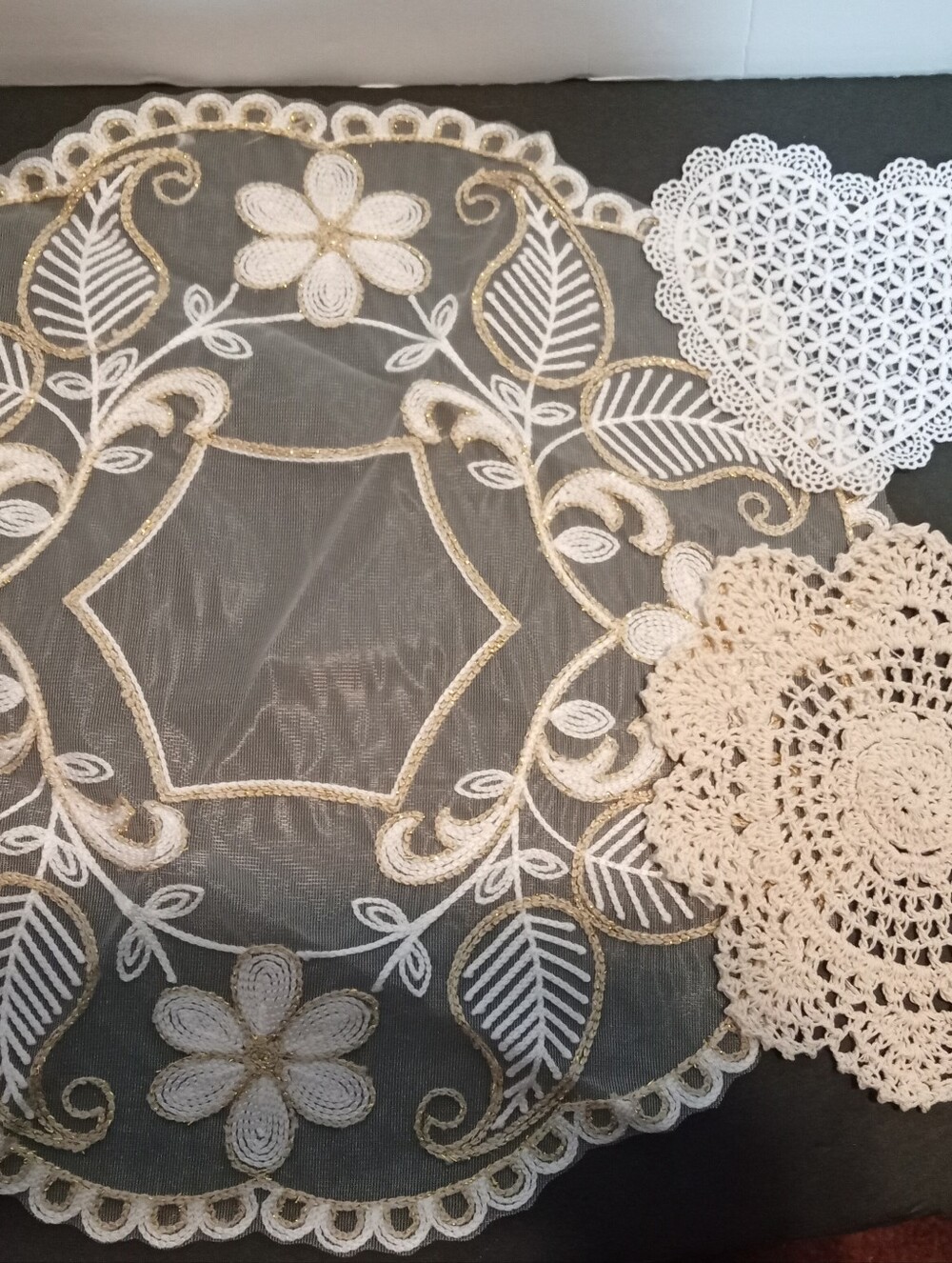 Doilies R Back! Elegant White and Beige Lace Doilies - Home Dining Table Accents